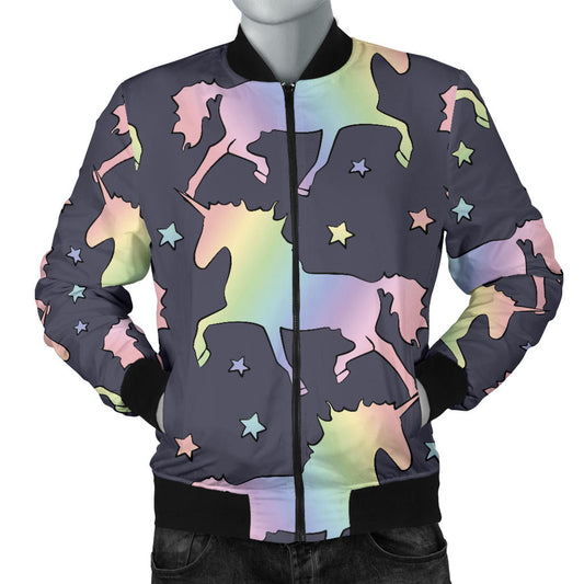 Rainbow Pattern Print Design A05 Men Bomber Jacket