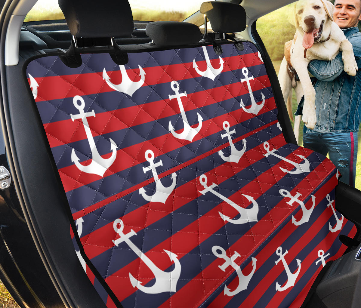 Nautical Pattern Print Design A05 Rear Dog Car Seat Cover Hammock
