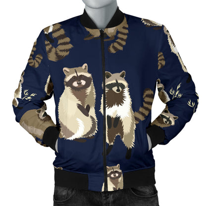 Raccoon Pattern Print Design A06 Men Bomber Jacket