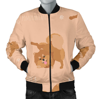 Pomeranians Pattern Print Design A06 Men Bomber Jacket