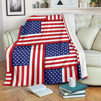 Patriotic US Flag Pattern Print Design A01 Premium Blanket