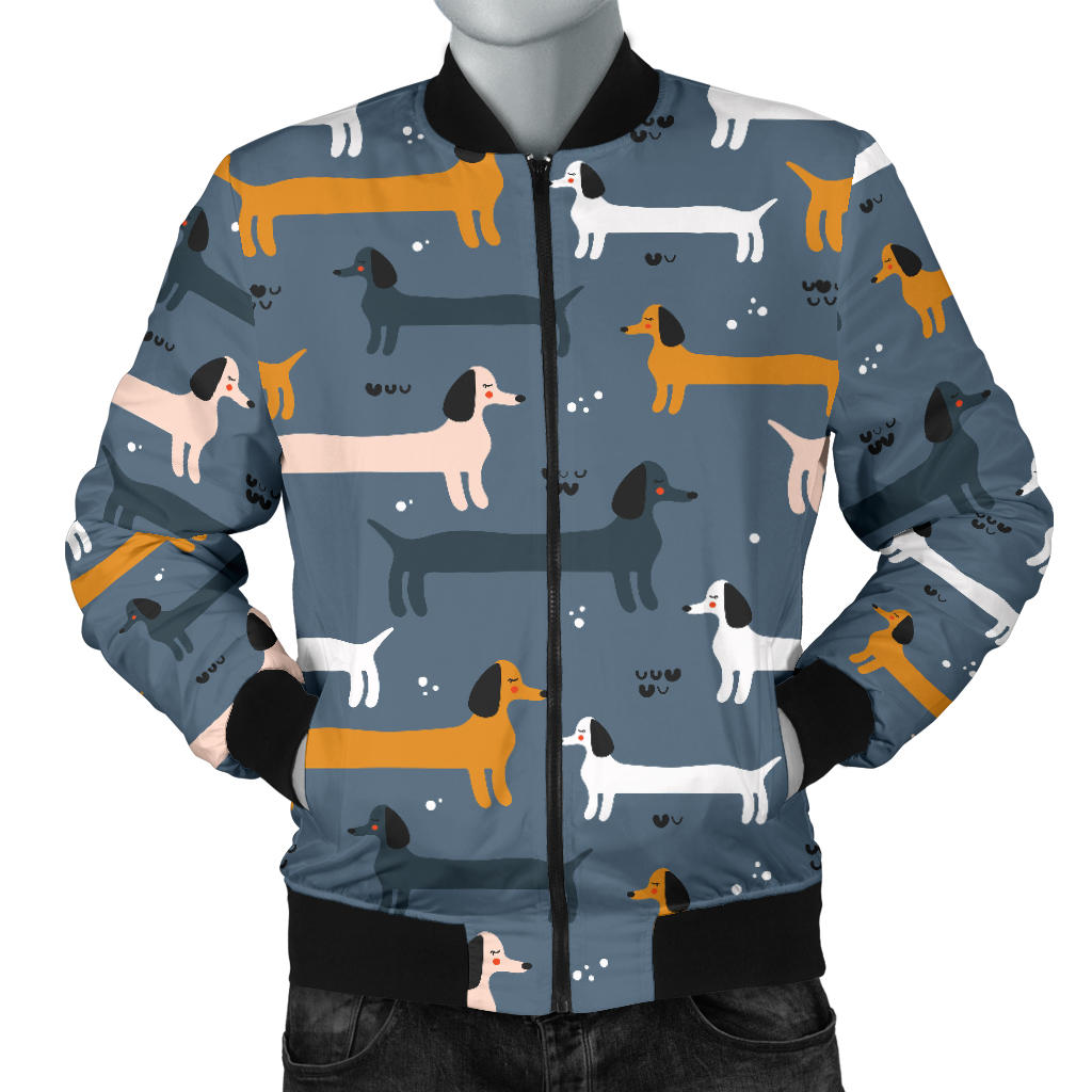 Dachshund Pattern Print Design 012 Men Bomber Jacket
