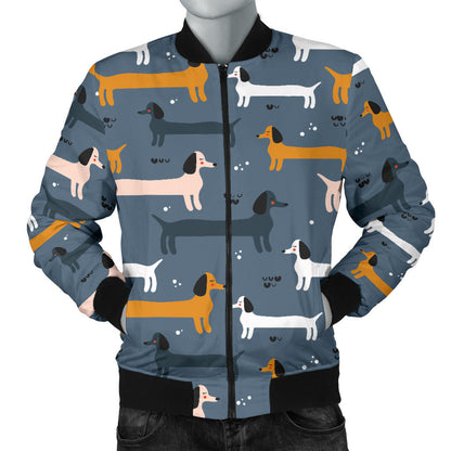 Dachshund Pattern Print Design 012 Men Bomber Jacket