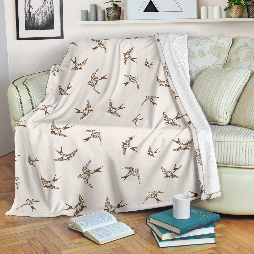 Swallow Bird Pattern Print Design 01 Premium Blanket
