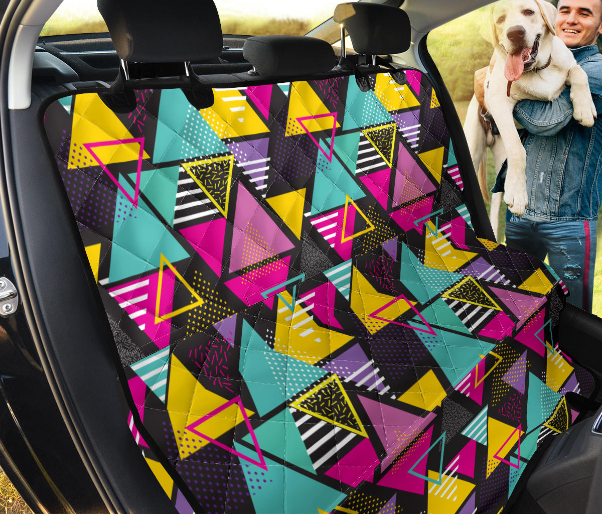 Geometric Colorful Pattern Print Design 02 Rear Dog Car Seat Cover Hammock