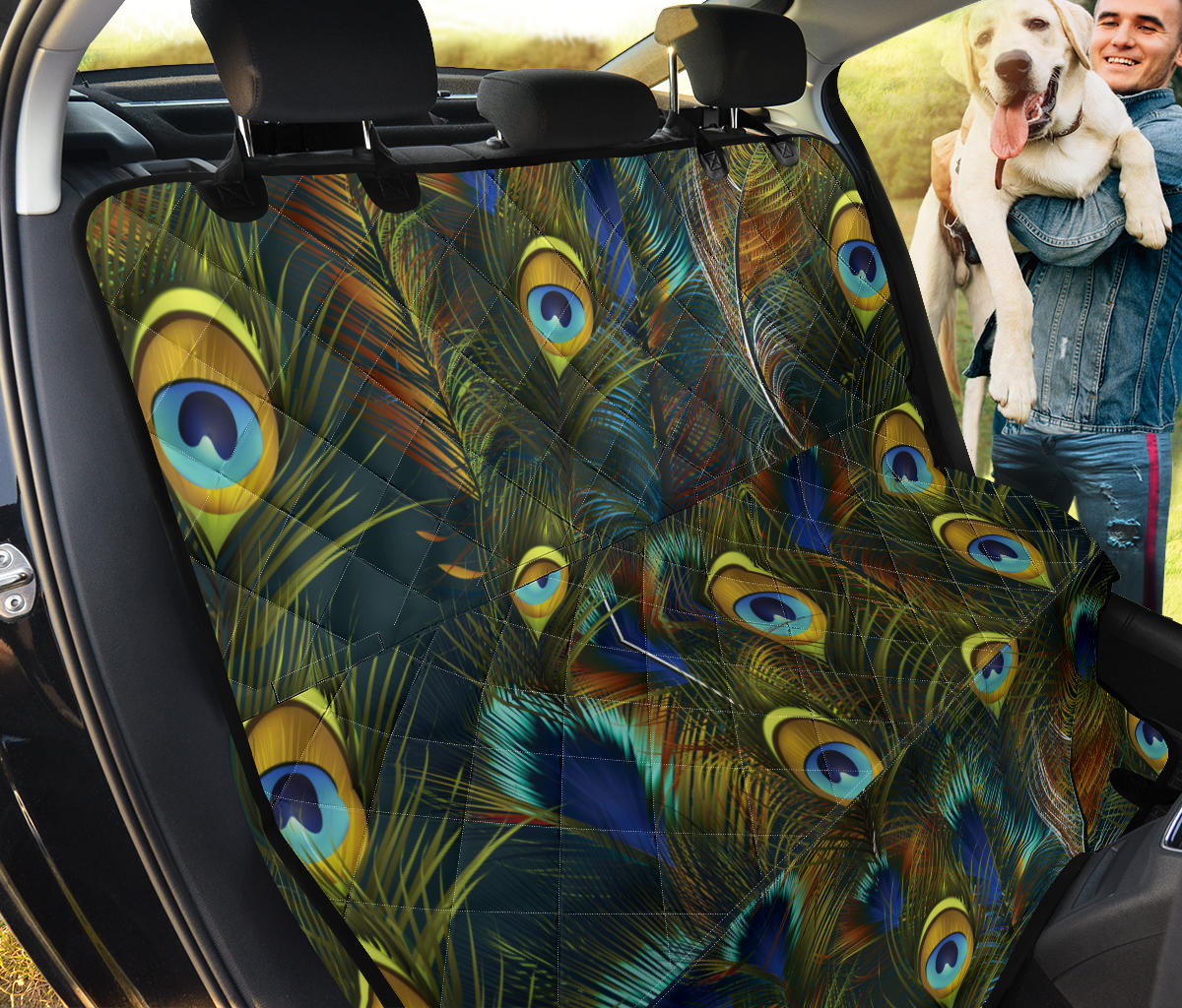 Peacock Feather Pattern Print Design A03 Rear Dog Car Seat Cover Hammock