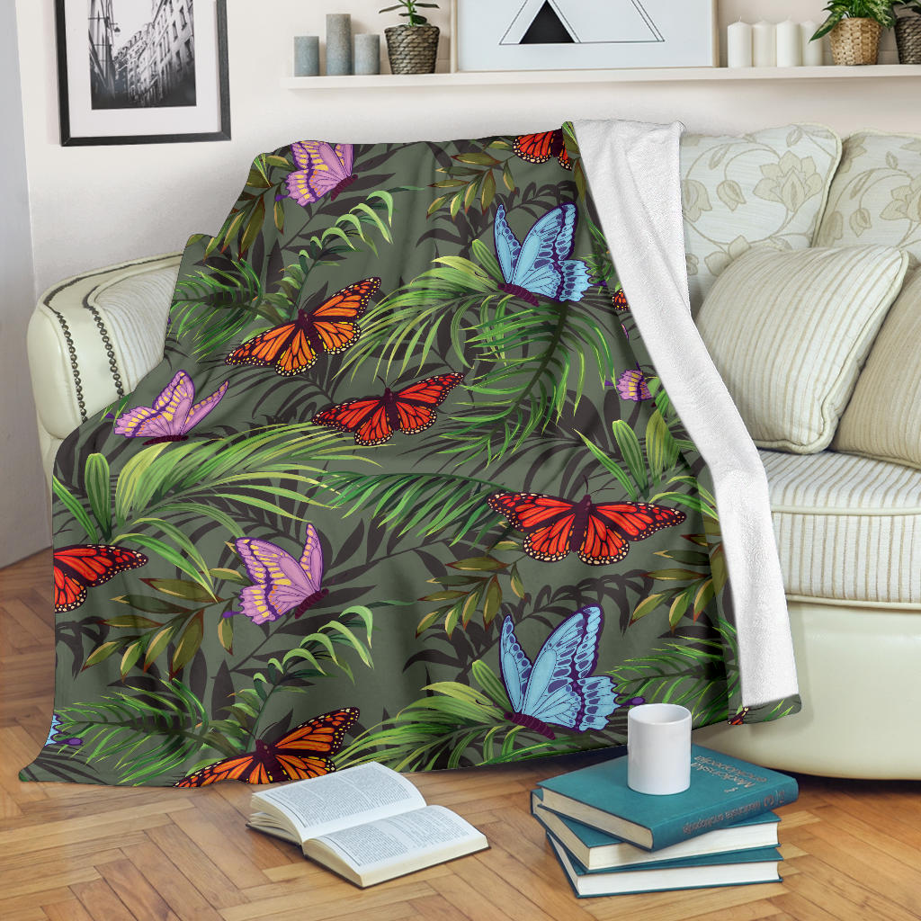 Monarch Butterfly Pattern Print Design 04 Premium Blanket