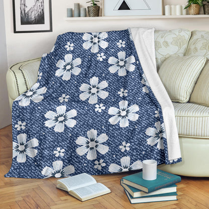 Jean Flower Pattern Print Design 03 Premium Blanket