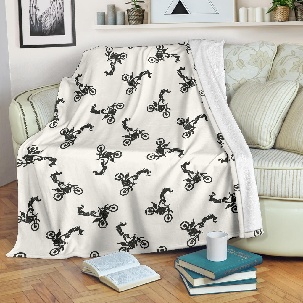 Motocross Pattern Print Design 03 Premium Blanket
