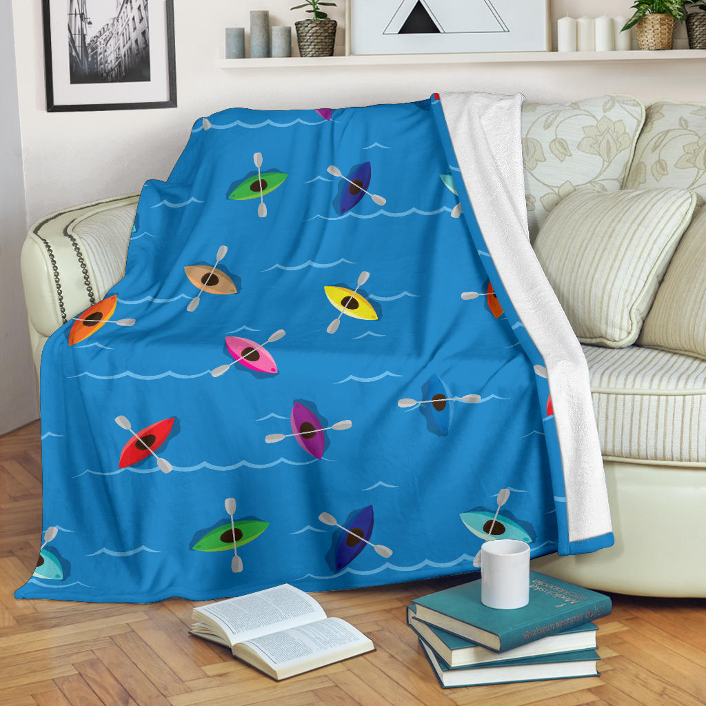 Kayak Pattern Print Design 03 Premium Blanket