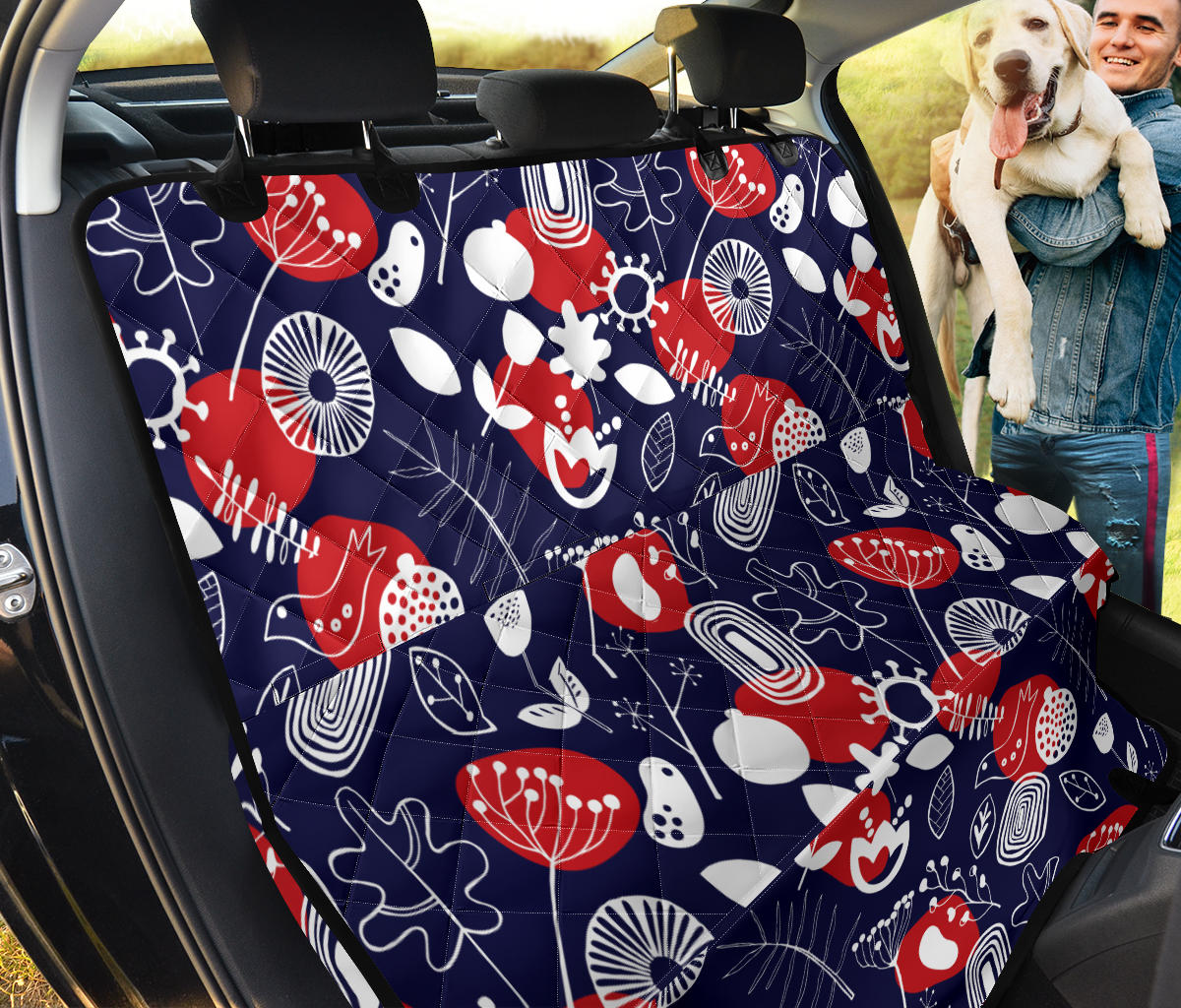 Nordic Pattern Print Design A02 Rear Dog Car Seat Cover Hammock