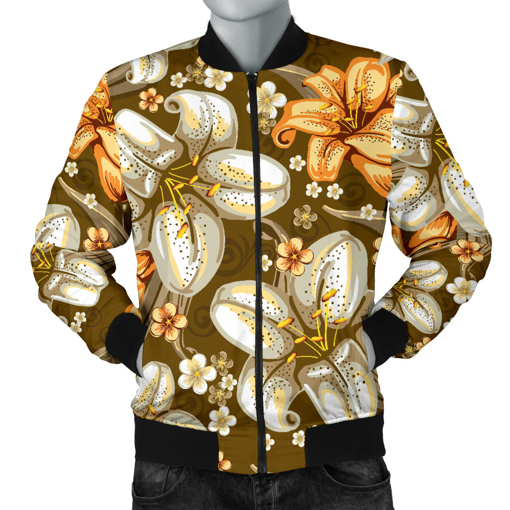 Lily Pattern Print Design 01 Men Bomber Jacket