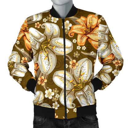 Lily Pattern Print Design 01 Men Bomber Jacket