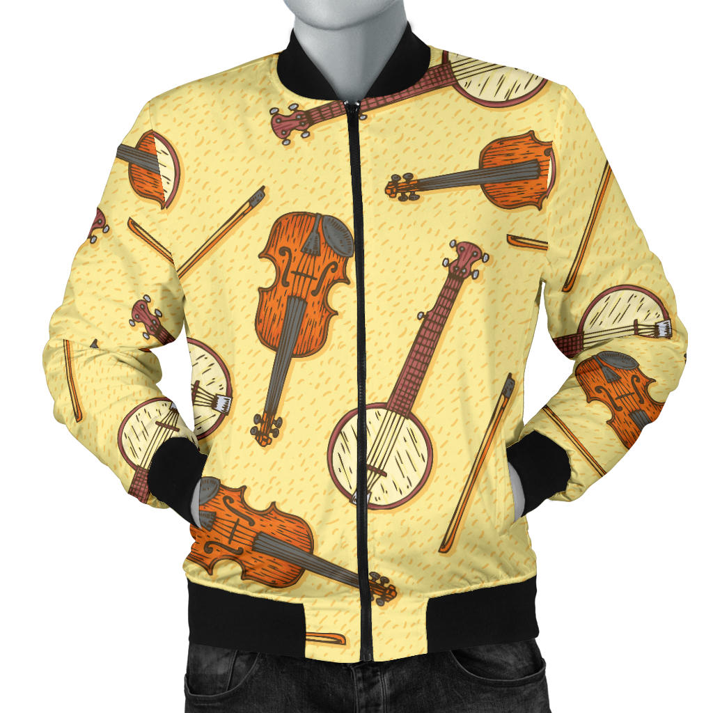 Banjo Violin Pattern Print Design 01 Men Bomber Jacket