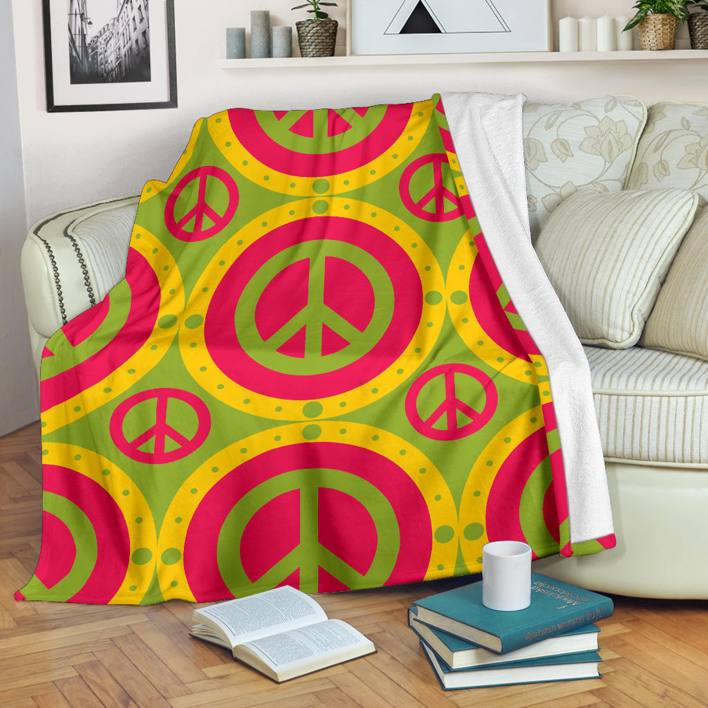 Peace Sign Pattern Print Design A01 Premium Blanket