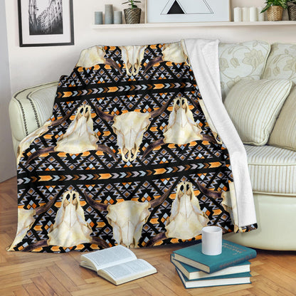 Buffalo Head Pattern Print Design 03 Premium Blanket