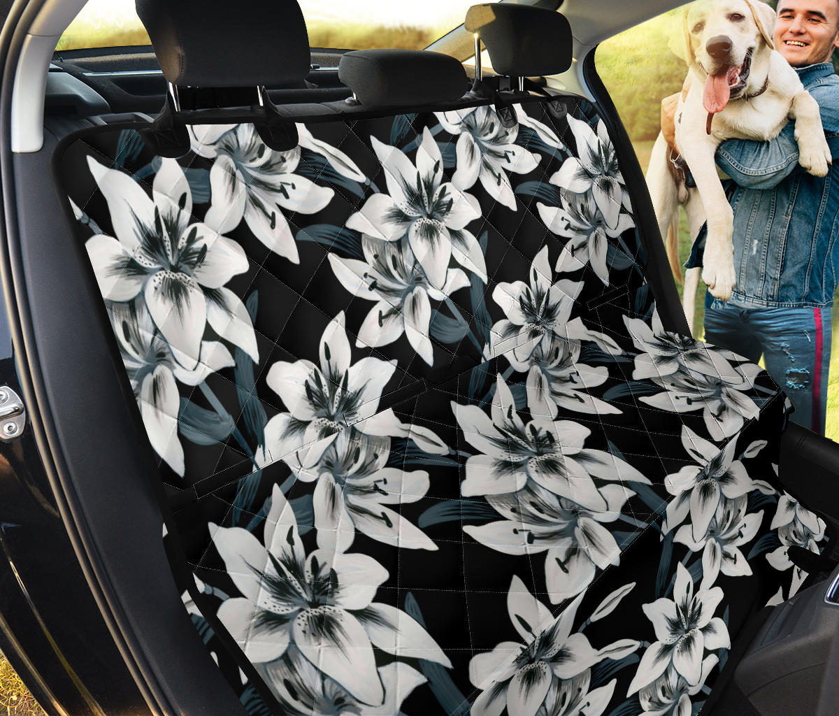 Lily Pattern Print Design 03 Rear Dog Car Seat Cover Hammock