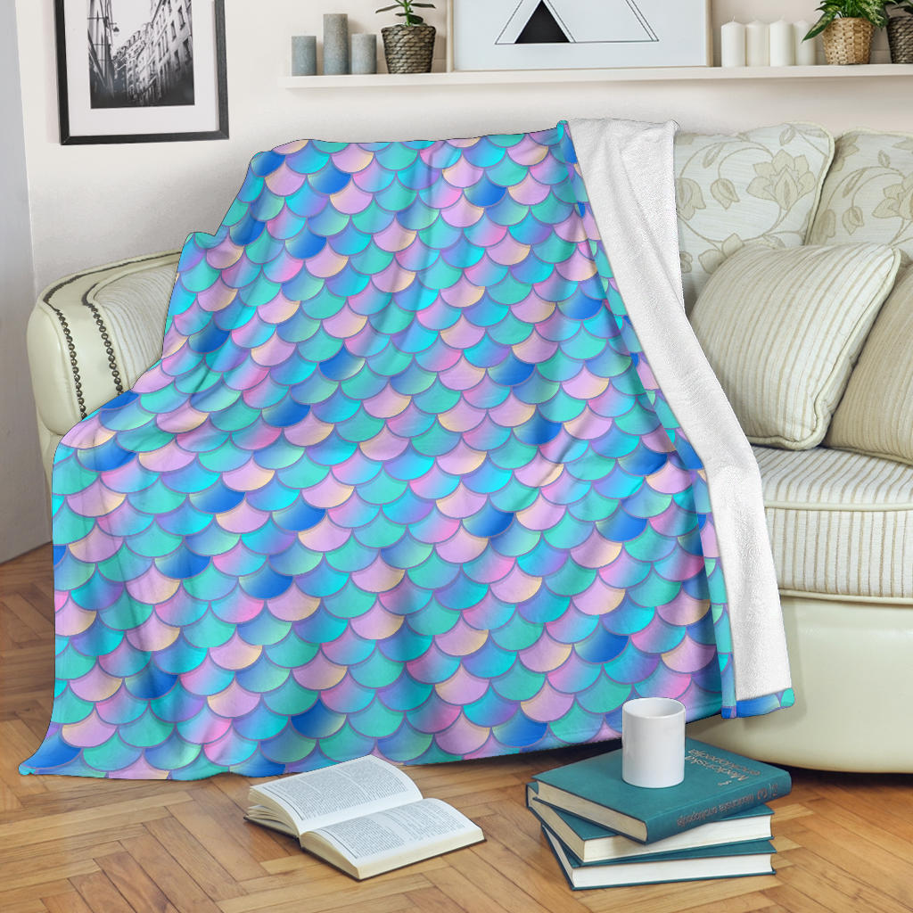 Mermaid Scales Pastel Pattern Print Design 07 Premium Blanket