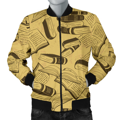 Book Pattern Print Design 02 Men Bomber Jacket