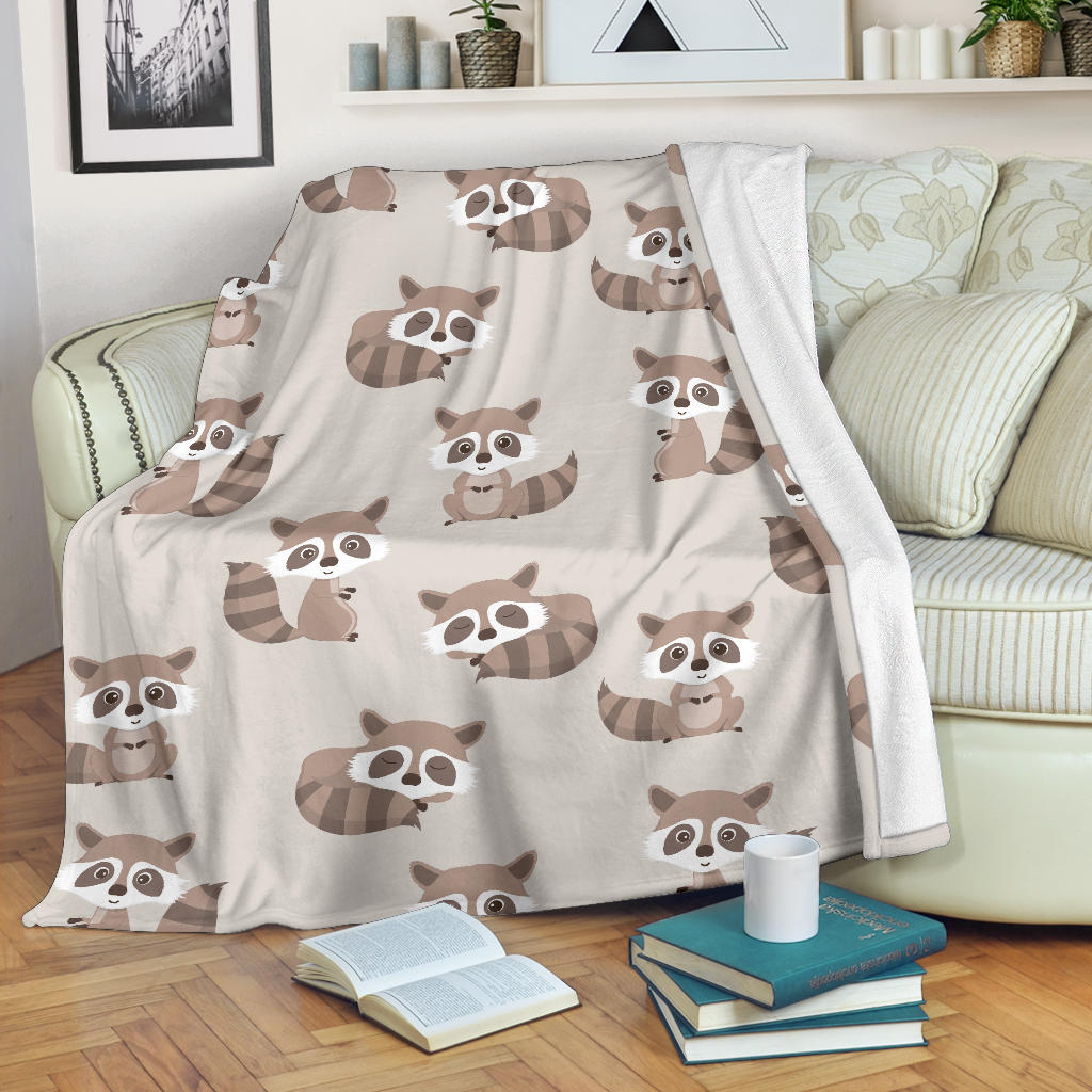 Raccoon Pattern Print Design A05 Premium Blanket