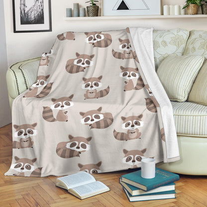 Raccoon Pattern Print Design A05 Premium Blanket