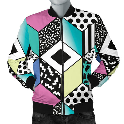 90s Pattern Print Design 3 Men Bomber Jacket