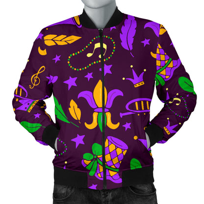 Mardi Gras Pattern Print Design 08 Men Bomber Jacket