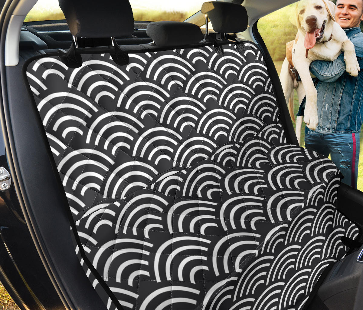 Scales Black White Pattern Print Design 03 Rear Dog Car Seat Cover Hammock