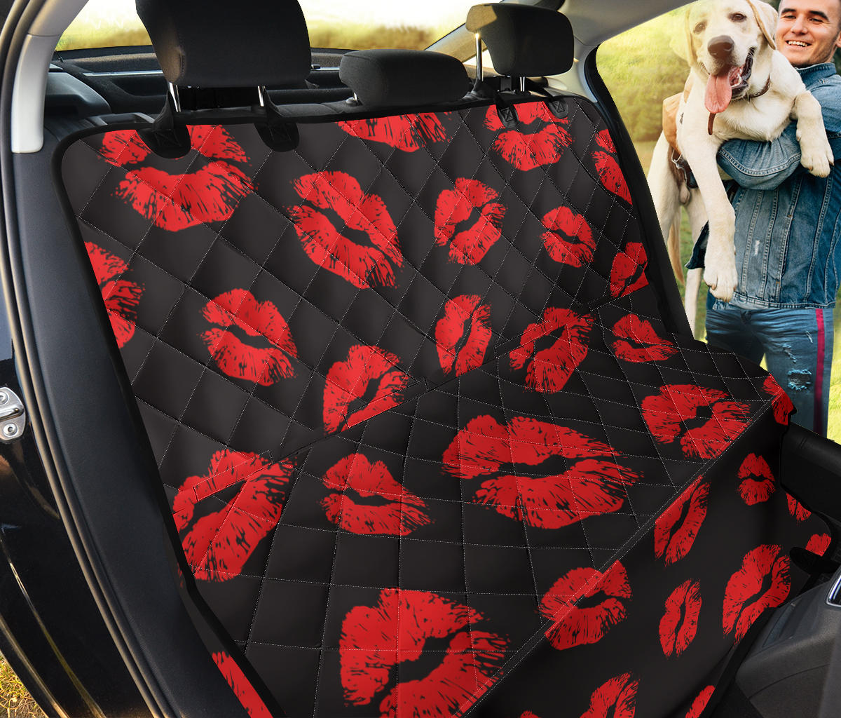 Lip Red Pattern Print Design 02 Rear Dog Car Seat Cover Hammock