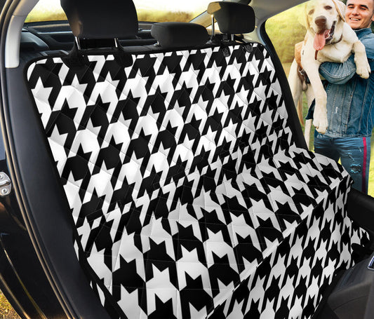Houndstooth Black White Pattern Print Design 05 Rear Dog Car Seat Cover Hammock