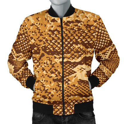 Python Brown Pattern Print Design A03 Men Bomber Jacket