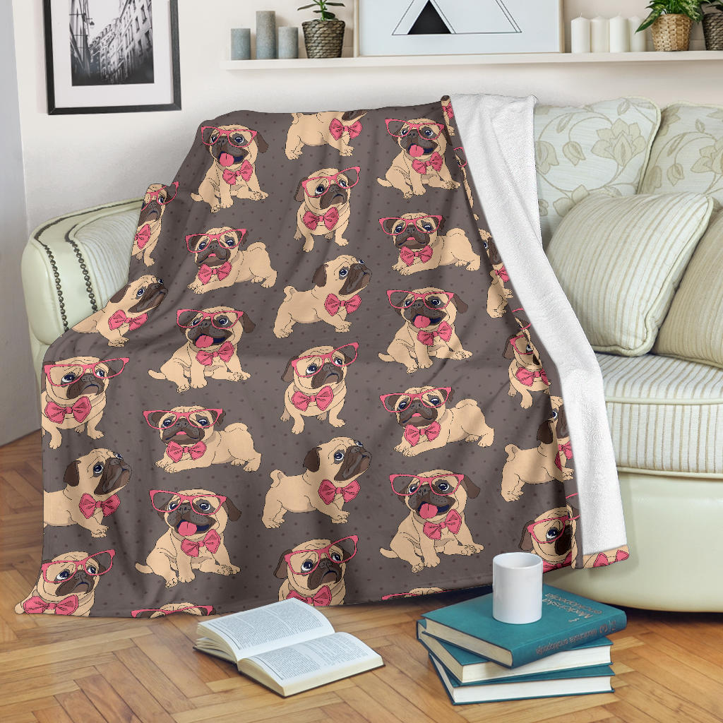 Pug Pattern Print Design A05 Premium Blanket