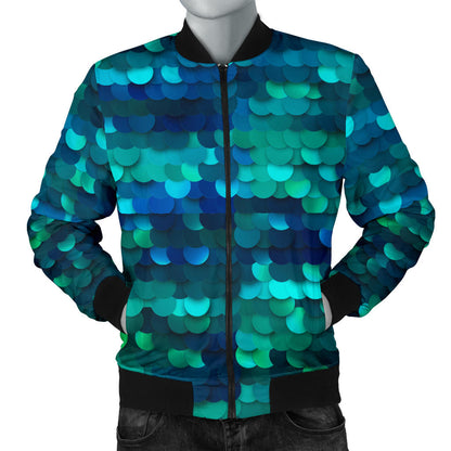 Mermaid Scales Pattern Print Design 06 Men Bomber Jacket