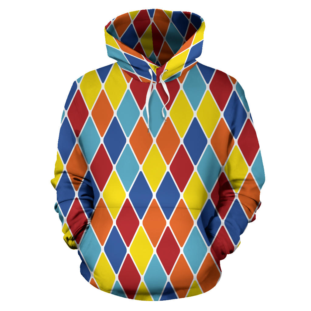 Harlequin Pattern Print Design 01 Pullover Hoodie