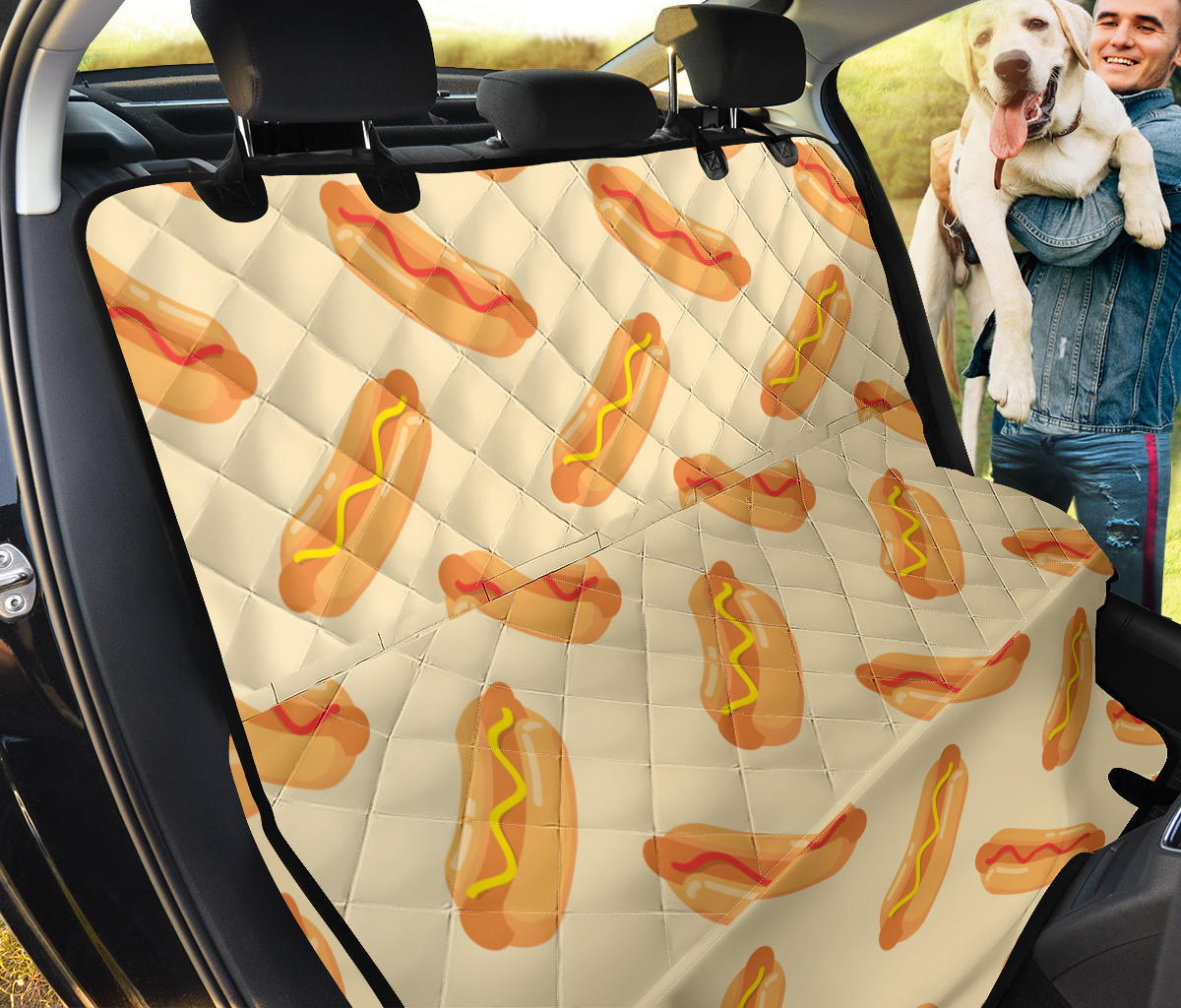 Hot Dog Pattern Print Design 05 Rear Dog Car Seat Cover Hammock