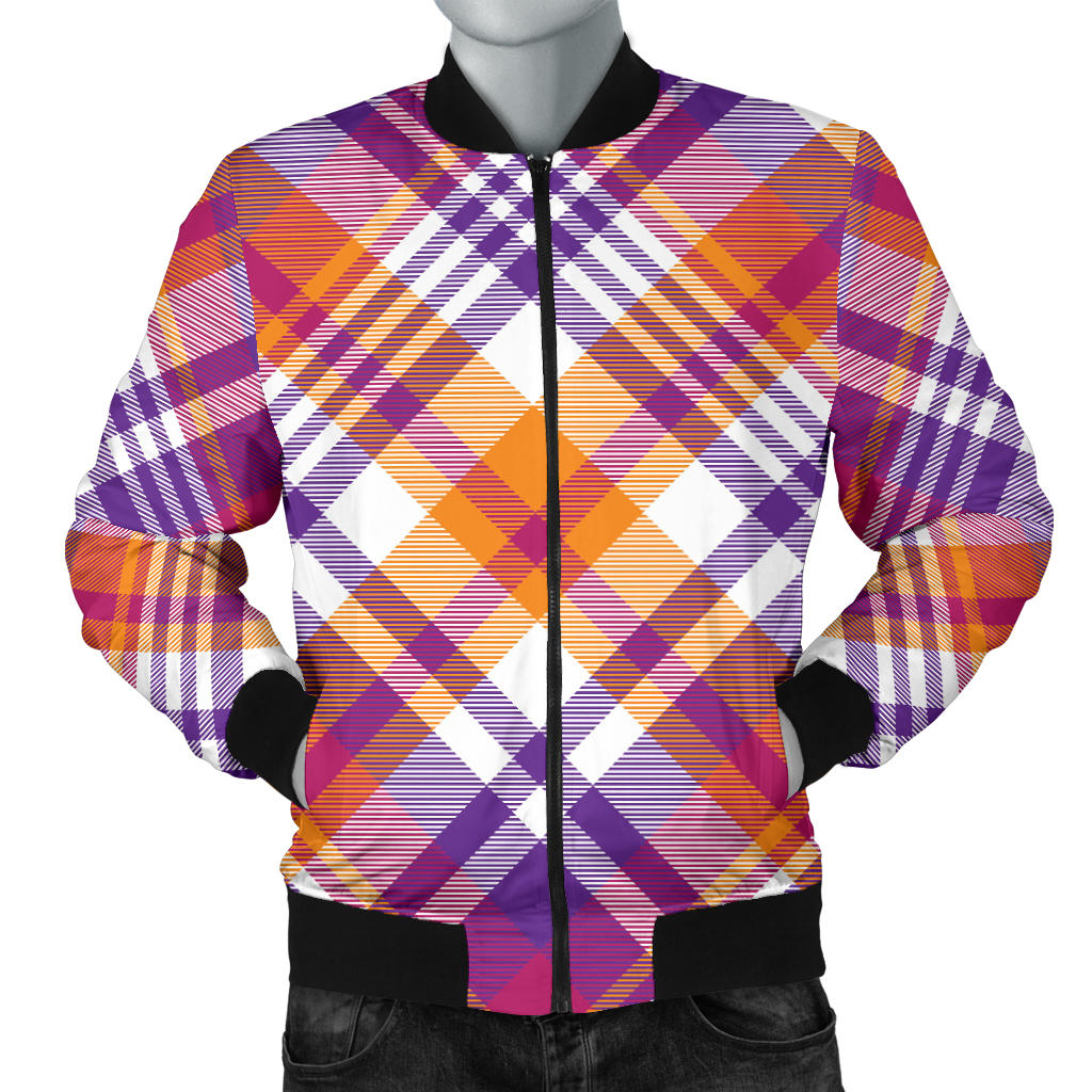 Madras Pattern Print Design 02 Men Bomber Jacket