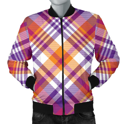 Madras Pattern Print Design 02 Men Bomber Jacket