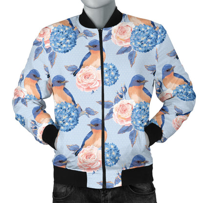 Bluebird Pattern Print Design 01 Men Bomber Jacket