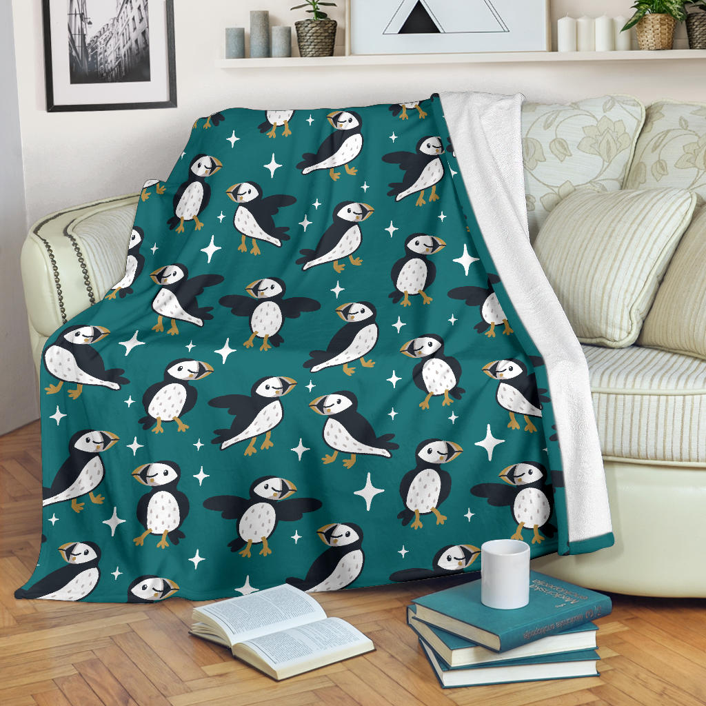 Puffin Pattern Print Design A05 Premium Blanket