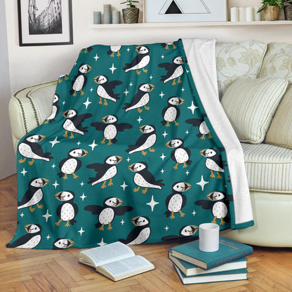 Puffin Pattern Print Design A05 Premium Blanket