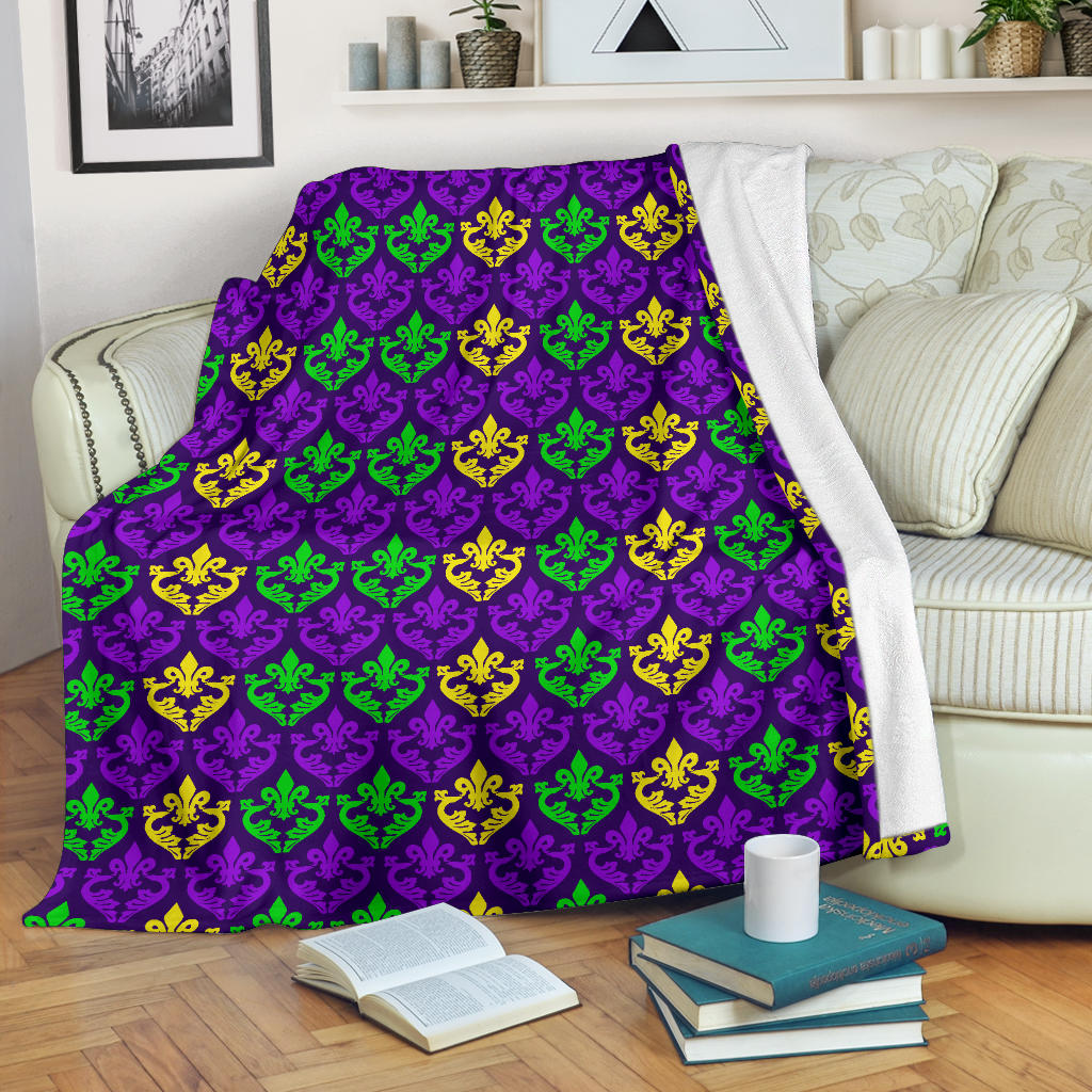 Mardi Gras Pattern Print Design 02 Premium Blanket