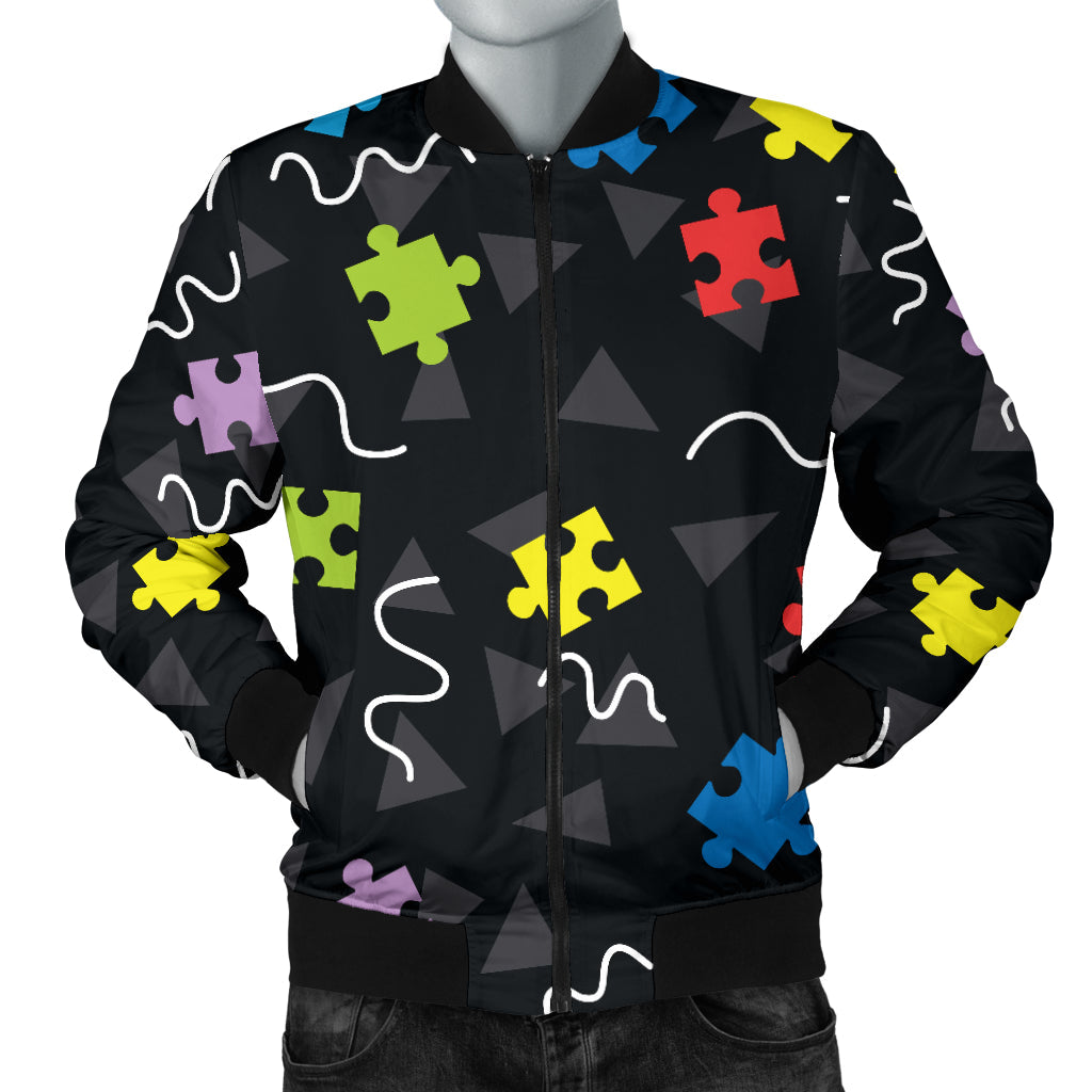 Autism Awareness Pattern Print Design 01 Men Bomber Jacket