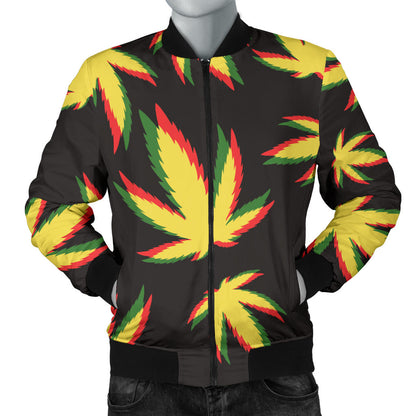 Pot Leaf Pattern Print Design A02 Men Bomber Jacket