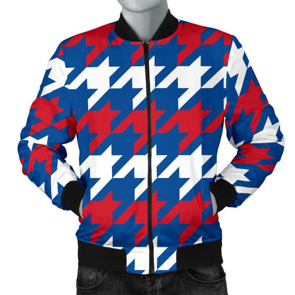 Patriotic Houndstooth Pattern Print Design A02 Men Bomber Jacket