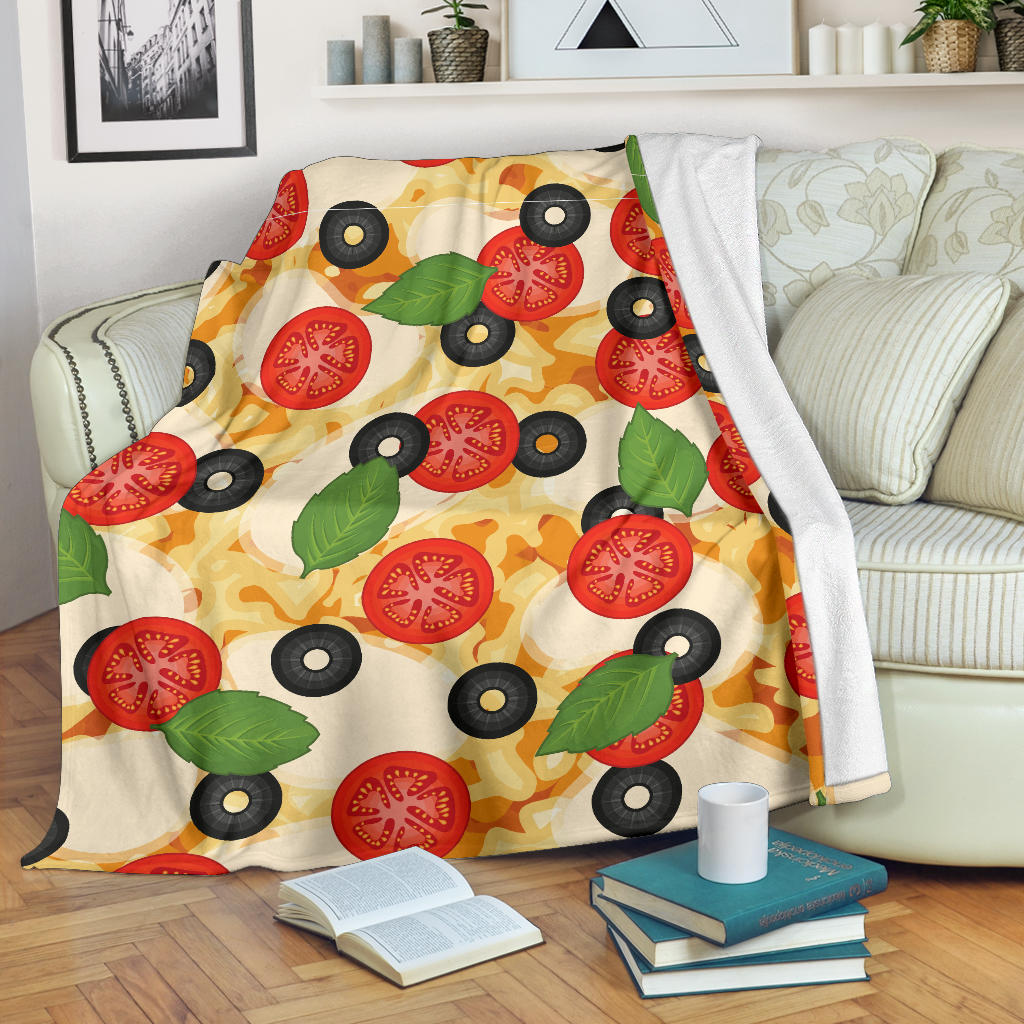 Pizza Pattern Print Design A05 Premium Blanket