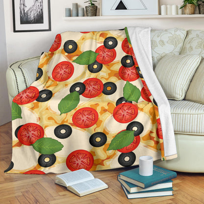 Pizza Pattern Print Design A05 Premium Blanket