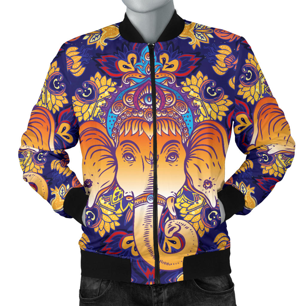 Ganesha Pattern Print Design 01 Men Bomber Jacket
