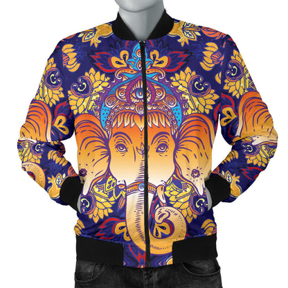 Ganesha Pattern Print Design 01 Men Bomber Jacket