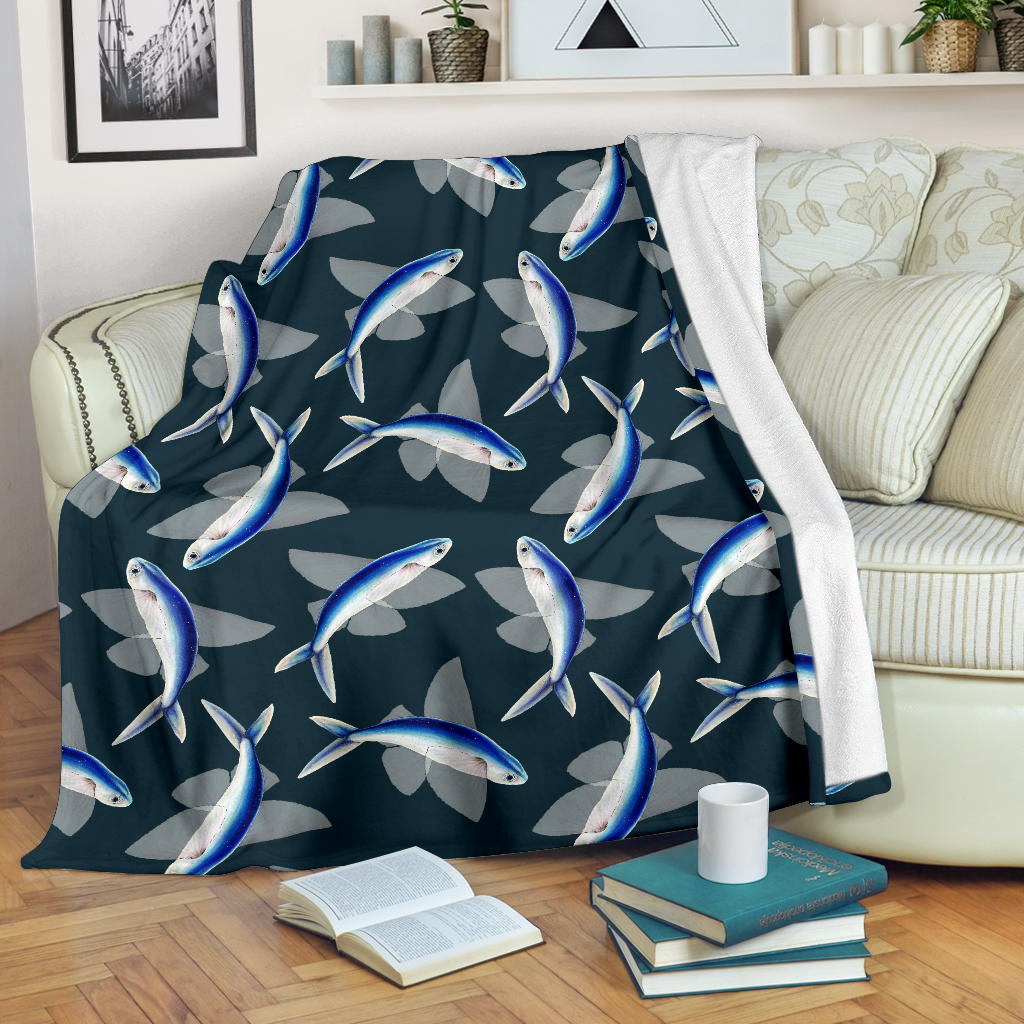 Flying Fish Pattern Print Design 04 Premium Blanket
