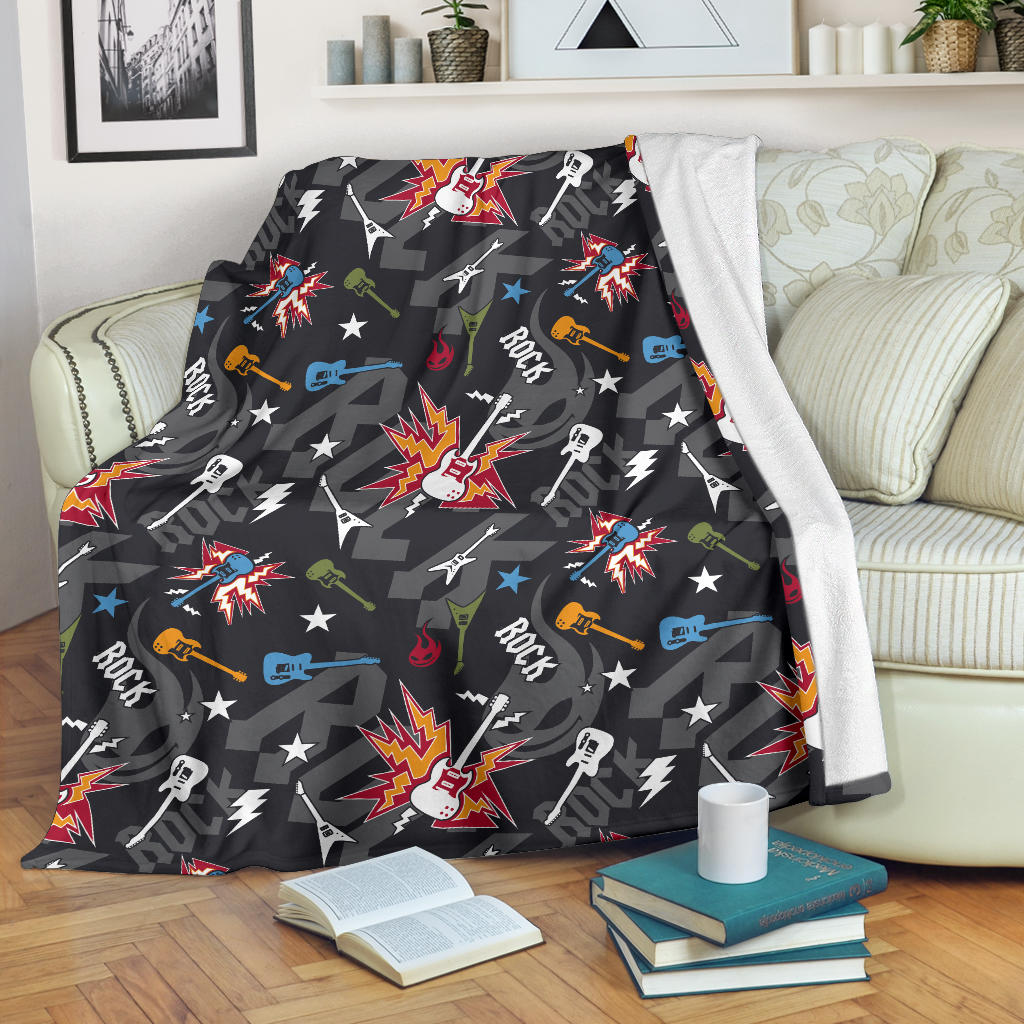 Rock and Roll Pattern Print Design A01 Premium Blanket